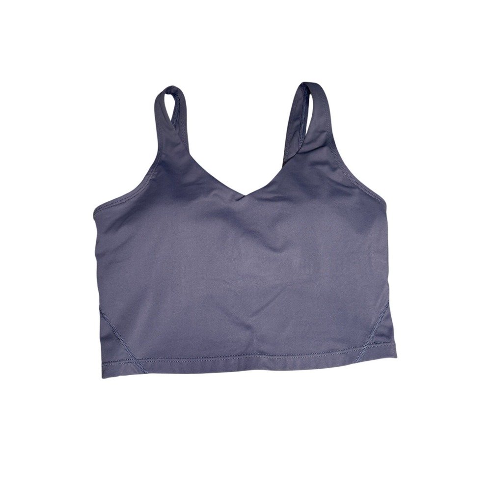 Dark Purple V-Neck‎ Longline Sports Bra Yoga Crop Top XS